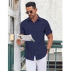 image:imageCOOFANDY Mens Button Down Shirt Short Sleeve Dress Shirt Casual Beach Summer Wedding ShirtNavy Blueanchor