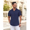 image:imageCOOFANDY Mens Button Down Shirt Short Sleeve Dress Shirt Casual Beach Summer Wedding ShirtNavy Blueanchor