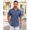 image:imageCOOFANDY Mens Button Down Shirt Short Sleeve Dress Shirt Casual Beach Summer Wedding ShirtNavy Bluewhite Flower
