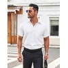 image:imageCOOFANDY Mens Button Down Shirt Short Sleeve Dress Shirt Casual Beach Summer Wedding ShirtWhite