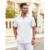 image:imageCOOFANDY Mens Button Down Shirt Short Sleeve Dress Shirt Casual Beach Summer Wedding ShirtWhite