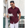 image:imageCOOFANDY Mens Button Down Shirt Short Sleeve Dress Shirt Casual Beach Summer Wedding ShirtWine Red