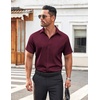 image:imageCOOFANDY Mens Button Down Shirt Short Sleeve Dress Shirt Casual Beach Summer Wedding ShirtWine Red