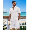 image:imageCOOFANDY Mens Button Down Shirts Short Sleeve Casual Shirt Cotton Summer Beach Linen Wedding ShirtsAwhite