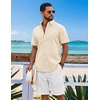image:imageCOOFANDY Mens Button Down Shirts Short Sleeve Casual Shirt Cotton Summer Beach Linen Wedding ShirtsBeige