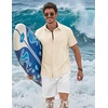 image:imageCOOFANDY Mens Button Down Shirts Short Sleeve Casual Shirt Cotton Summer Beach Linen Wedding ShirtsBeige