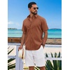 image:imageCOOFANDY Mens Button Down Shirts Short Sleeve Casual Shirt Cotton Summer Beach Linen Wedding ShirtsBurnt Orange