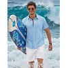 image:imageCOOFANDY Mens Button Down Shirts Short Sleeve Casual Shirt Cotton Summer Beach Linen Wedding ShirtsClear Blue