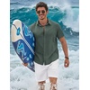 image:imageCOOFANDY Mens Button Down Shirts Short Sleeve Casual Shirt Cotton Summer Beach Linen Wedding ShirtsDark Green