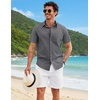 image:imageCOOFANDY Mens Button Down Shirts Short Sleeve Casual Shirt Cotton Summer Beach Linen Wedding ShirtsDark Grey
