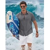 image:imageCOOFANDY Mens Button Down Shirts Short Sleeve Casual Shirt Cotton Summer Beach Linen Wedding ShirtsDark Grey