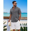 image:imageCOOFANDY Mens Button Down Shirts Short Sleeve Casual Shirt Cotton Summer Beach Linen Wedding ShirtsDark Grey