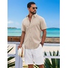 image:imageCOOFANDY Mens Button Down Shirts Short Sleeve Casual Shirt Cotton Summer Beach Linen Wedding ShirtsKhaki