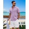 image:imageCOOFANDY Mens Button Down Shirts Short Sleeve Casual Shirt Cotton Summer Beach Linen Wedding ShirtsLavender