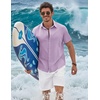 image:imageCOOFANDY Mens Button Down Shirts Short Sleeve Casual Shirt Cotton Summer Beach Linen Wedding ShirtsLavender