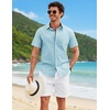 image:imageCOOFANDY Mens Button Down Shirts Short Sleeve Casual Shirt Cotton Summer Beach Linen Wedding ShirtsLight Blue