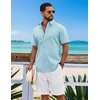 image:imageCOOFANDY Mens Button Down Shirts Short Sleeve Casual Shirt Cotton Summer Beach Linen Wedding ShirtsLight Blue