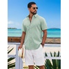 image:imageCOOFANDY Mens Button Down Shirts Short Sleeve Casual Shirt Cotton Summer Beach Linen Wedding ShirtsLight Green