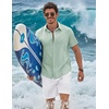 image:imageCOOFANDY Mens Button Down Shirts Short Sleeve Casual Shirt Cotton Summer Beach Linen Wedding ShirtsLight Green