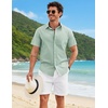 image:imageCOOFANDY Mens Button Down Shirts Short Sleeve Casual Shirt Cotton Summer Beach Linen Wedding ShirtsLight Green