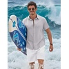 image:imageCOOFANDY Mens Button Down Shirts Short Sleeve Casual Shirt Cotton Summer Beach Linen Wedding ShirtsLight Grey