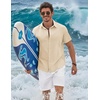 image:imageCOOFANDY Mens Button Down Shirts Short Sleeve Casual Shirt Cotton Summer Beach Linen Wedding ShirtsLight Khaki