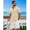 image:imageCOOFANDY Mens Button Down Shirts Short Sleeve Casual Shirt Cotton Summer Beach Linen Wedding ShirtsLight Khaki