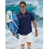 image:imageCOOFANDY Mens Button Down Shirts Short Sleeve Casual Shirt Cotton Summer Beach Linen Wedding ShirtsNavy Blue