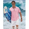 image:imageCOOFANDY Mens Button Down Shirts Short Sleeve Casual Shirt Cotton Summer Beach Linen Wedding ShirtsPink