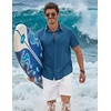 image:imageCOOFANDY Mens Button Down Shirts Short Sleeve Casual Shirt Cotton Summer Beach Linen Wedding ShirtsSea Blue