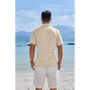 image:imageCOOFANDY Mens Button Down Shirts Short Sleeve Casual Shirts Summer Beach Linen Shirts with PocketBeige