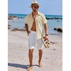 image:imageCOOFANDY Mens Button Down Shirts Short Sleeve Casual Shirts Summer Beach Linen Shirts with PocketBeige
