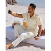 image:imageCOOFANDY Mens Button Down Shirts Short Sleeve Casual Shirts Summer Beach Linen Shirts with PocketBeige