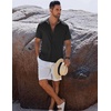 image:imageCOOFANDY Mens Button Down Shirts Short Sleeve Casual Shirts Summer Beach Linen Shirts with PocketBlack