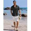 image:imageCOOFANDY Mens Button Down Shirts Short Sleeve Casual Shirts Summer Beach Linen Shirts with PocketBlack