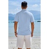 image:imageCOOFANDY Mens Button Down Shirts Short Sleeve Casual Shirts Summer Beach Linen Shirts with PocketClear Blue