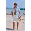 image:imageCOOFANDY Mens Button Down Shirts Short Sleeve Casual Shirts Summer Beach Linen Shirts with PocketClear Blue