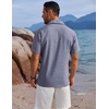 image:imageCOOFANDY Mens Button Down Shirts Short Sleeve Casual Shirts Summer Beach Linen Shirts with PocketDark Blue