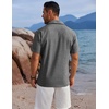 image:imageCOOFANDY Mens Button Down Shirts Short Sleeve Casual Shirts Summer Beach Linen Shirts with PocketDark Grey