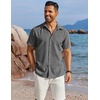 image:imageCOOFANDY Mens Button Down Shirts Short Sleeve Casual Shirts Summer Beach Linen Shirts with PocketDark Grey