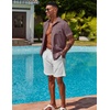 image:imageCOOFANDY Mens Button Down Shirts Short Sleeve Casual Shirts Summer Beach Linen Shirts with PocketDark Red