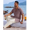 image:imageCOOFANDY Mens Button Down Shirts Short Sleeve Casual Shirts Summer Beach Linen Shirts with PocketDark Red