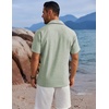 image:imageCOOFANDY Mens Button Down Shirts Short Sleeve Casual Shirts Summer Beach Linen Shirts with PocketGreen