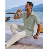 image:imageCOOFANDY Mens Button Down Shirts Short Sleeve Casual Shirts Summer Beach Linen Shirts with PocketGreen