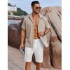 image:imageCOOFANDY Mens Button Down Shirts Short Sleeve Casual Shirts Summer Beach Linen Shirts with PocketKhaki