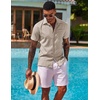 image:imageCOOFANDY Mens Button Down Shirts Short Sleeve Casual Shirts Summer Beach Linen Shirts with PocketKhaki