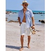 image:imageCOOFANDY Mens Button Down Shirts Short Sleeve Casual Shirts Summer Beach Linen Shirts with PocketLight Blue