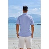 image:imageCOOFANDY Mens Button Down Shirts Short Sleeve Casual Shirts Summer Beach Linen Shirts with PocketLight Blue