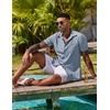 image:imageCOOFANDY Mens Button Down Shirts Short Sleeve Casual Shirts Summer Beach Linen Shirts with PocketLight Denim Blue