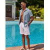 image:imageCOOFANDY Mens Button Down Shirts Short Sleeve Casual Shirts Summer Beach Linen Shirts with PocketLight Denim Blue